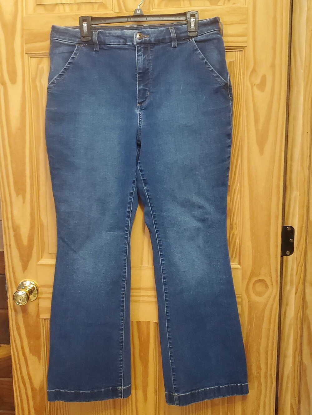 Duluth Trading Co Asset Management High Rise Trouser Jeans Wide Leg 14 X 31